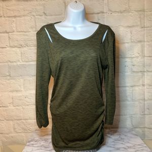 IZ BYER Green Cut Top